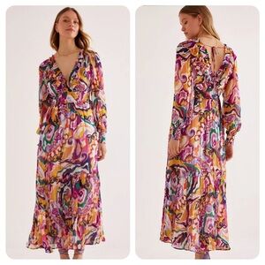 Anthropologie Odetta Ruffled V-Neck Dress XS